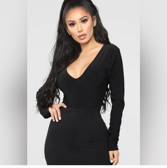 Fashion Nova Elegant Black Long Sleeve Bodysuit - Picture 4 of 7